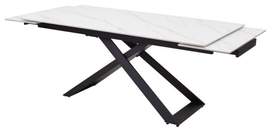 Стол LIVORNO 180 MATT WHITE MARBLE SOLID CERAMIC / BLACK