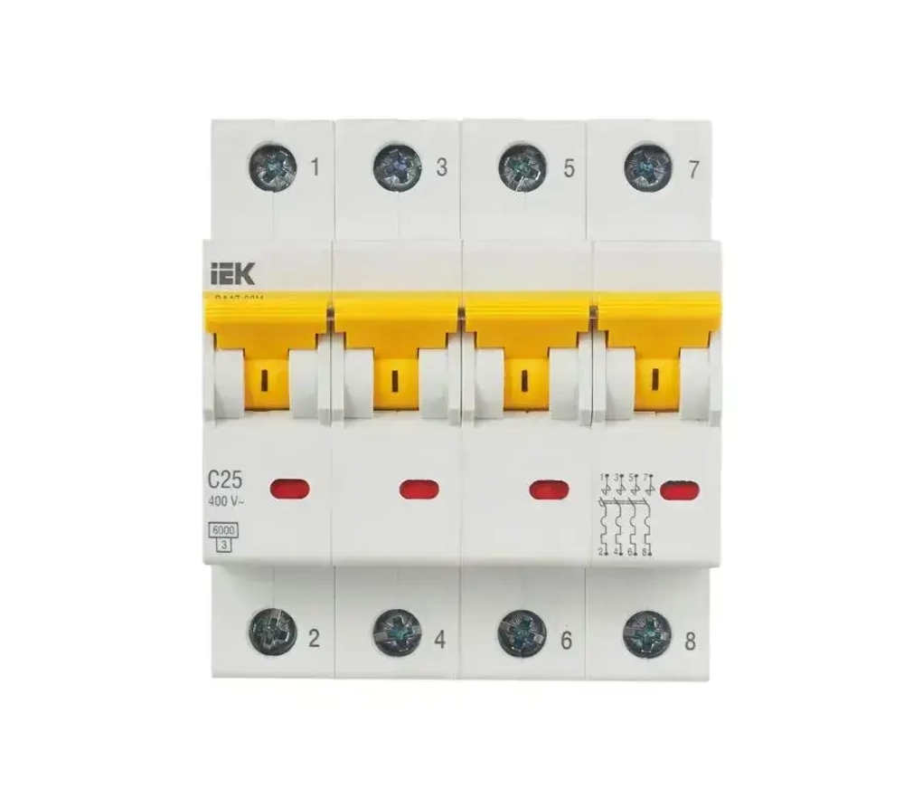 Автоматический выключатель ВА47-60M 4P C 25А 6кА IEK