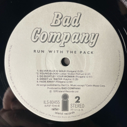 Винтажная виниловая пластинка LP Bad Company Run With The Pack (Japan 1976) (Obi)