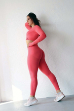 Женский комплект  Gantelka Infinity рашгард + лосины розовый