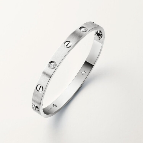 Cartier LOVE bracelet, classic model, brushed, 4 diamonds, white gold
