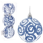 Новогодние шары 7см (набор 3шт) «Зимние узоры», синий