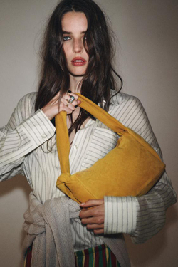 ZARA ЗАМШЕВАЯ СУМКА, ГОРЧИЧНО-ЖЕЛТЫЙ