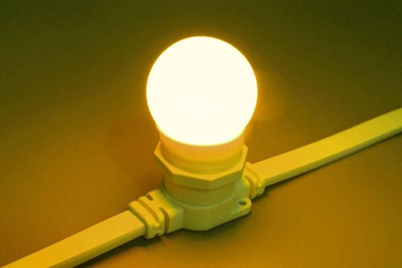 Светодиодная лампа для Белт-лайта желтая, 45 мм., 2Вт, Е27, 220В, Teamprof (TPF-B-E27-G45-2W-Y)