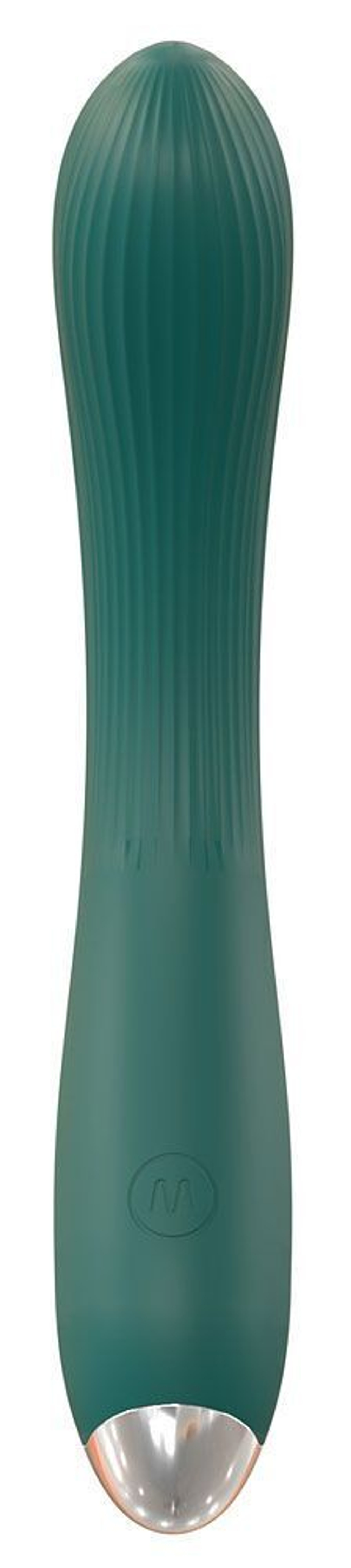 Зеленый вибратор для G-точки - 20 см. (Цвет: зеленый)