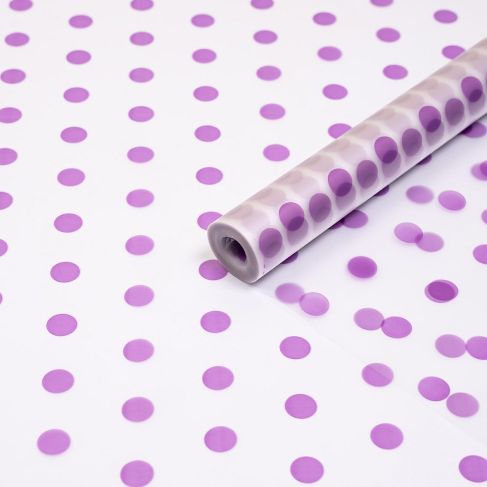 Пленка матовая "Горошек" 60см*200гр СИРЕНЕВЫЙ