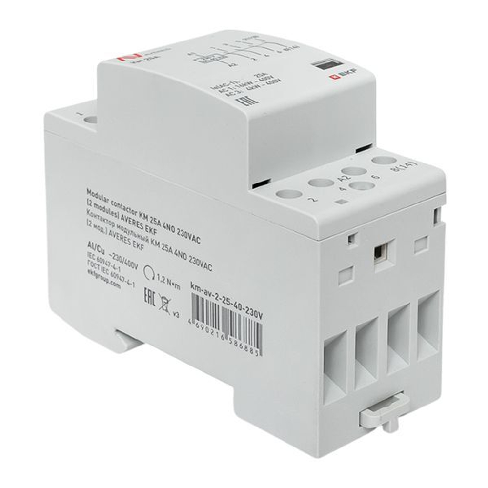 Контактор модульный EKF km-av-2-25-40-230V