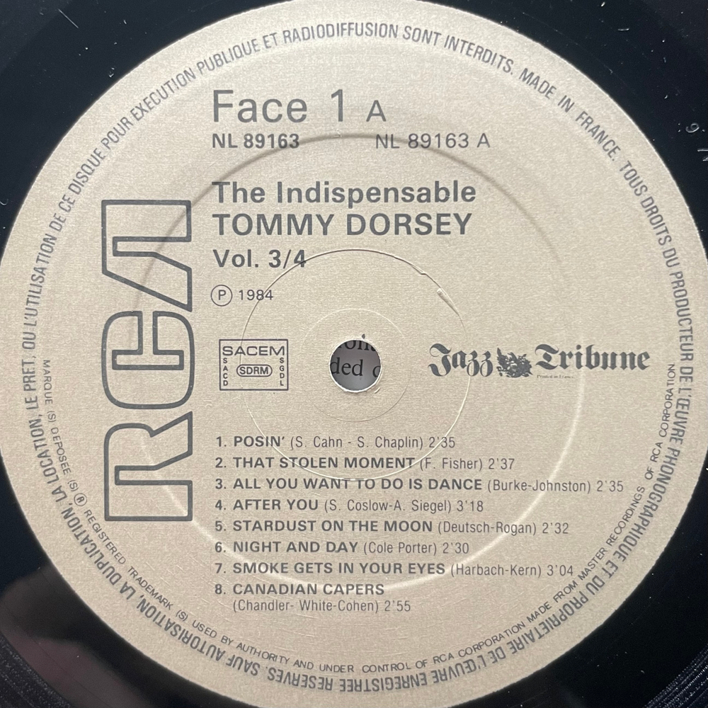 Tommy Dorsey ‎– The Indispensable Tommy Dorsey Volumes 3/4 (1937-1938) 2LP (Франция)