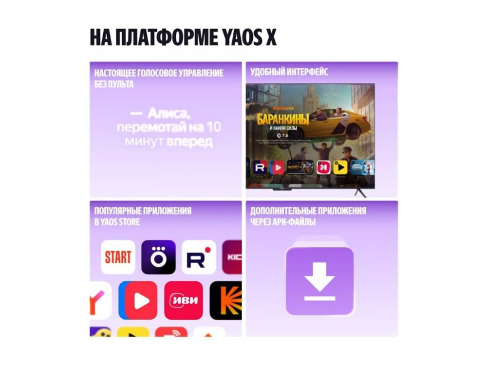 LED телевизор Яндекс ТВ Станция Бейсик с Алисой 55", YNDX-00076
