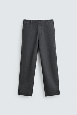 ZARA СВОБОДНЫЕ БРЮКИ STRAIGHT FIT, СТАЛЬНОЙ