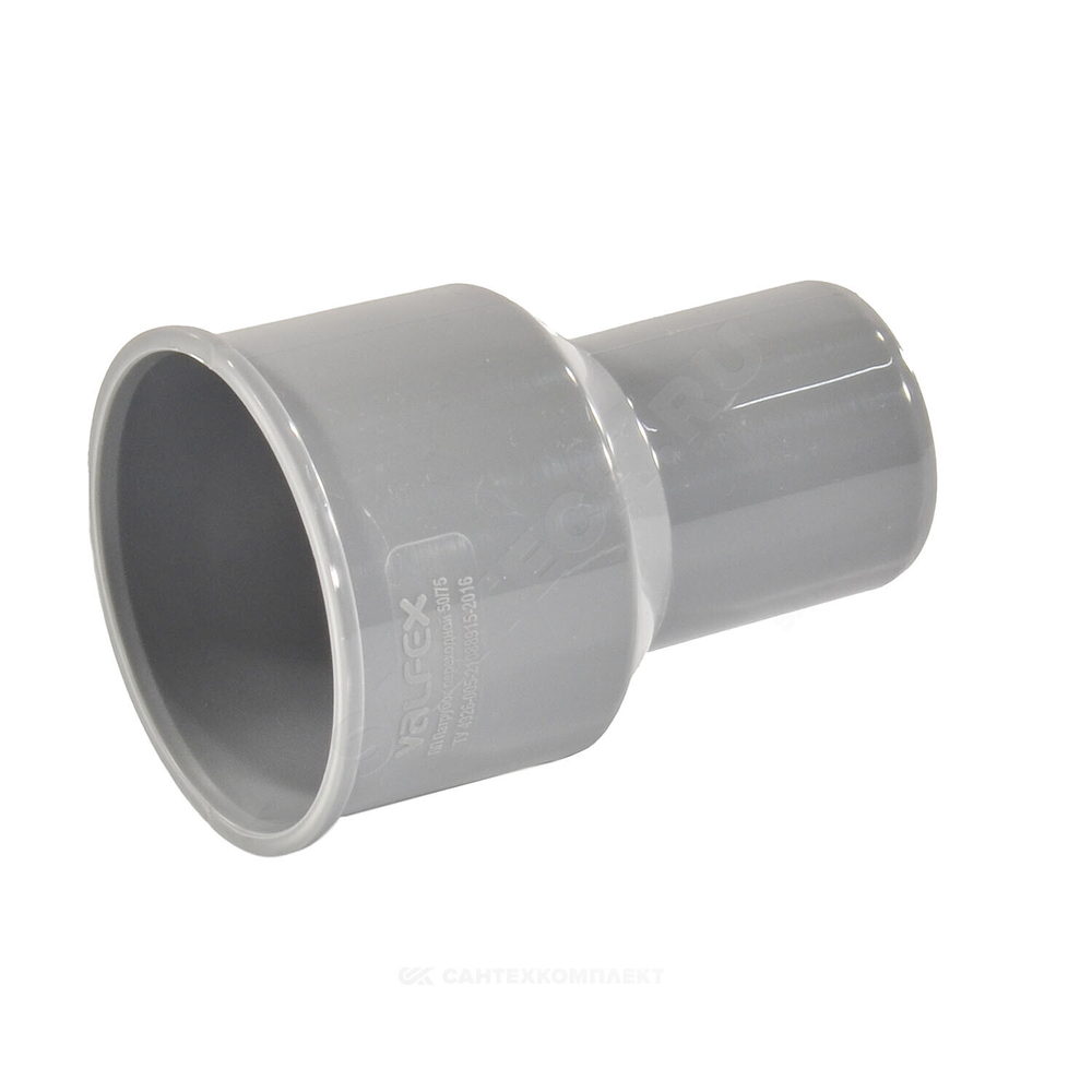 Переход PP-H на чугун серый BASE Дн 50х75 б/нап без манжеты VALFEX 23050075