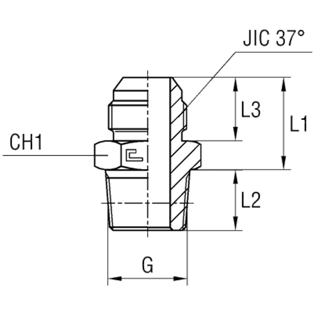 Штуцер FC JIC 1.1/16 - BSPT 1/2