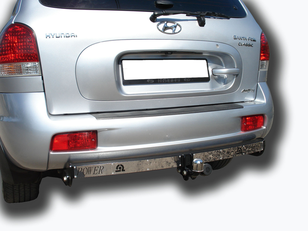 Фаркоп(прицепное) Лидер-Плюс для HYUNDAI SANTA FE CLASSIC (SM) (ТАГАЗ) 2001-2006, 2007-... (C НЕРЖ. ПЛАСТИНОЙ)(паспорт и сертификат в комплекте)(без электрики)H205-A(N)