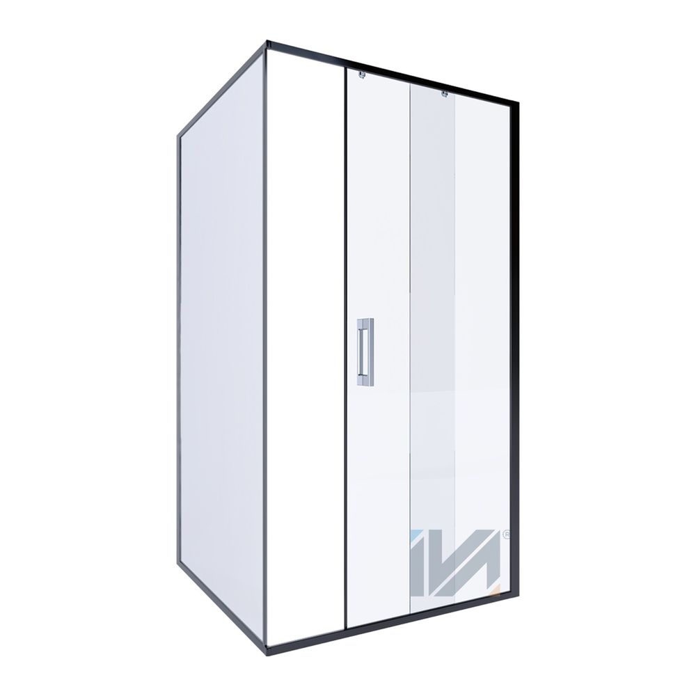 Душевое ограждение IVA E6SB119C 1100×900×2000 открывание дверей раздвижное (без поддона), стекло прозрачное, толщина стекла 6 мм, черный профиль
