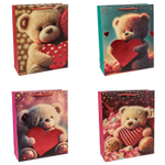 Подарочный пакет «Мишка и сердце» в четрых дизайнах, 26х32х10 см