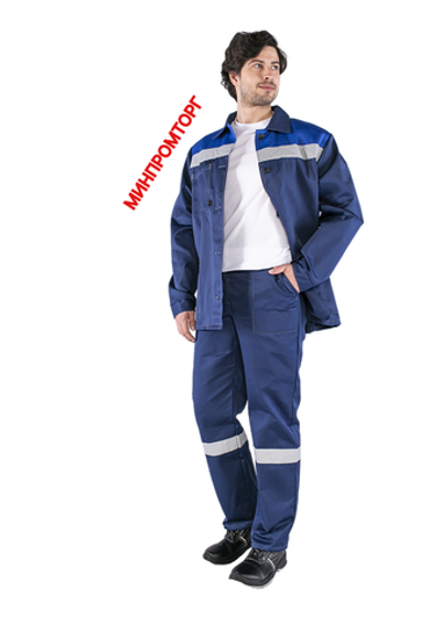 Костюм Стандарт СОП (тк.Смесовая,210) брюки, т.синий/васильковый