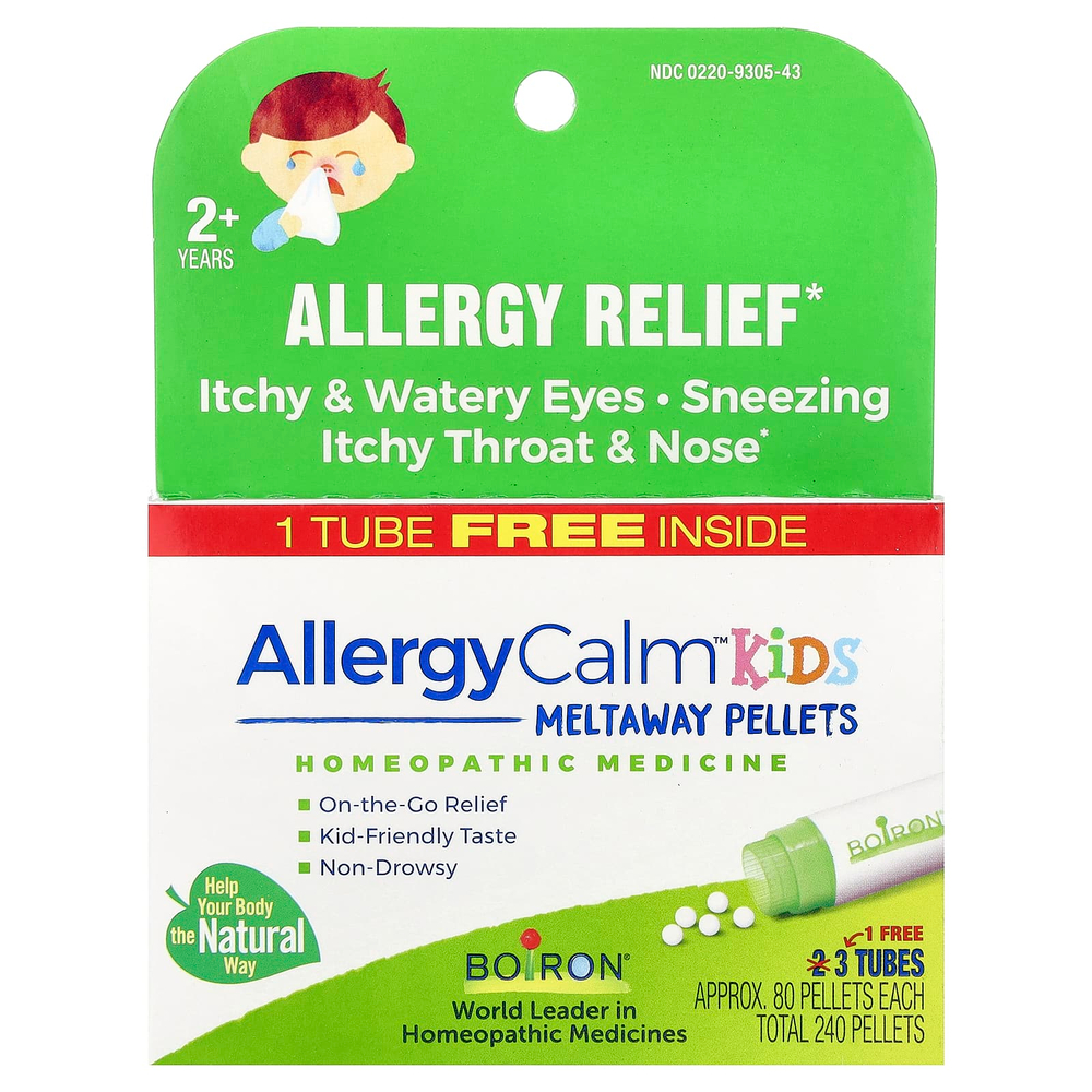 Boiron, AllergyCalm™ для детей, для детей от 2 лет, 3 тюбика по 80 гранул