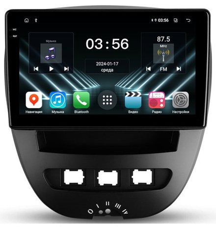 Магнитола для Citroen C1, Peugeot 107, Toyota Aygo - FarCar DX3072M монитор 10.36" IPS на Android 13, 4+64Гб, CarPlay