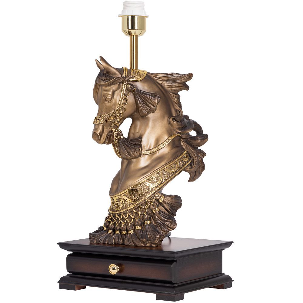 Настольная лампа с бюро Лошадь императора Бронза с абажуром 38 Голдбраун