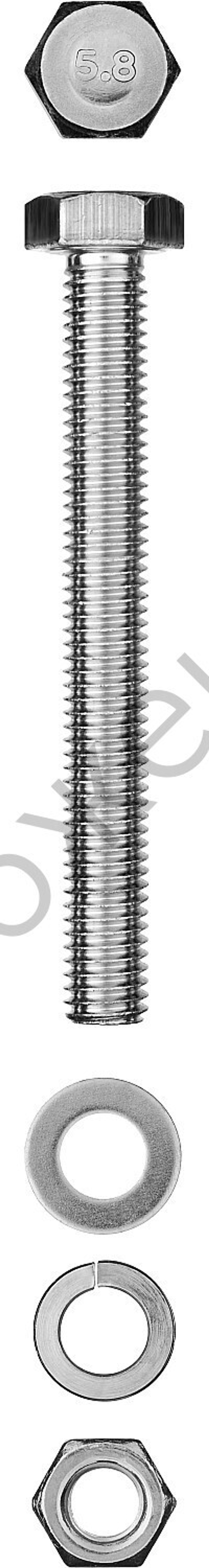 ЗУБР DIN 933 M8 x 100 мм, болт с гайкой и шайбами, 2 шт (303436-08-100)