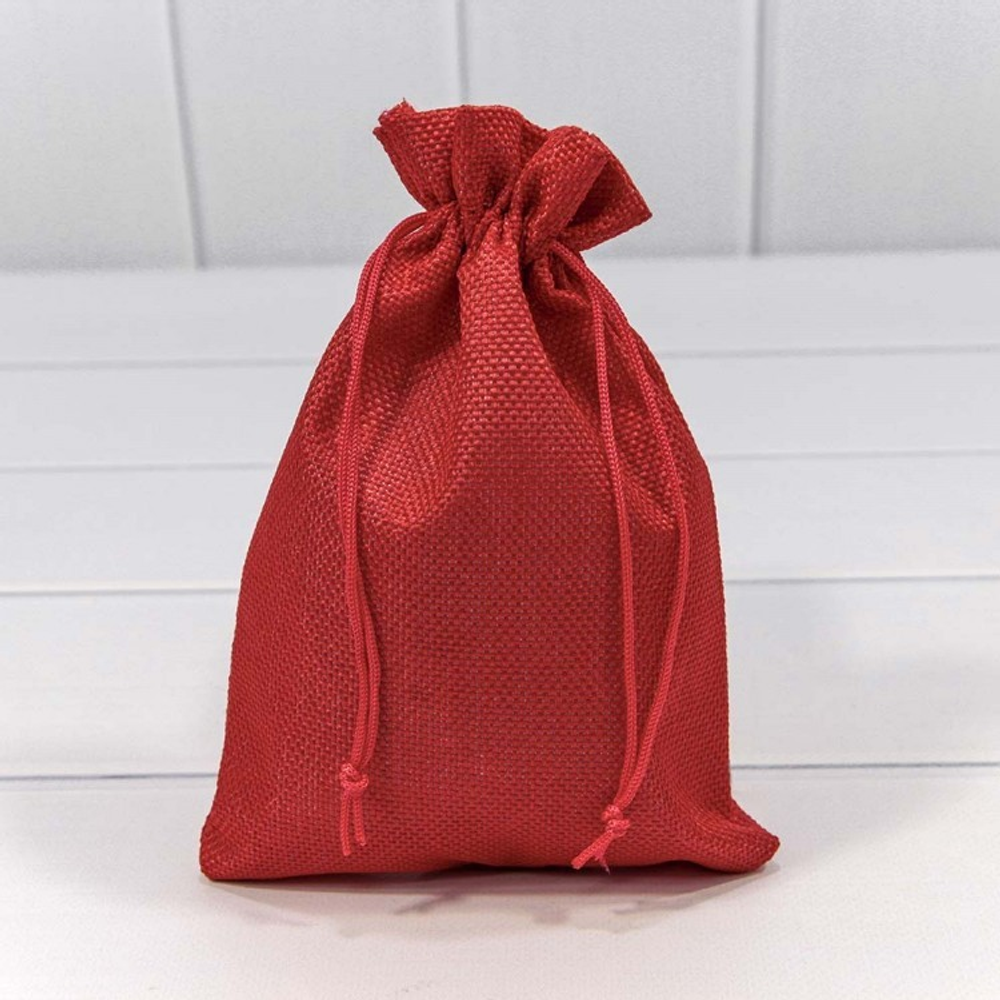 Мешочек 14х20см Лен искусственный (Красный)