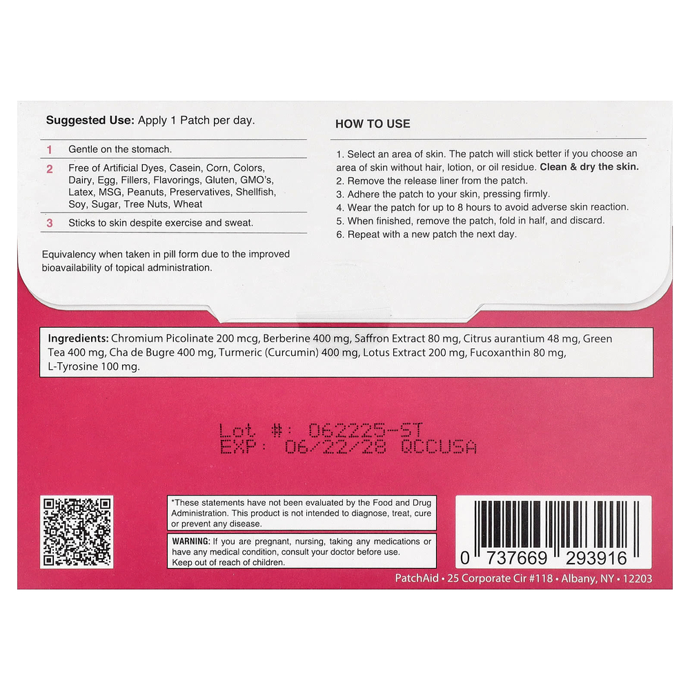 PatchAid, Slim Trim, патч для подавления аппетита, 30 шт.