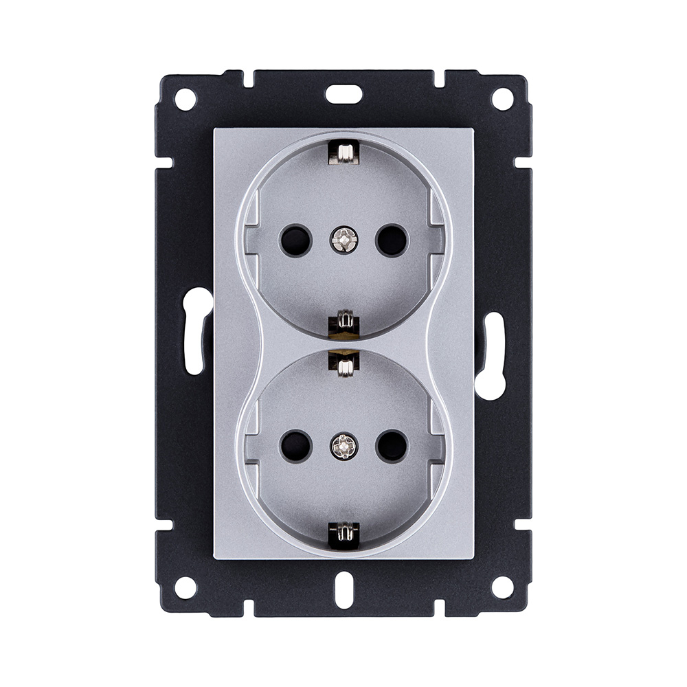 Розетка штепсельная SCHUKO двойная 16A/250 В, серый Kollinger REA-032GY для Aspekt, Eleganz, Reflex