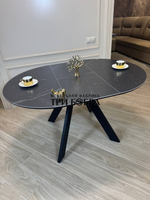 Круглый стол "Бонжур", керамогранит, черный мрамор