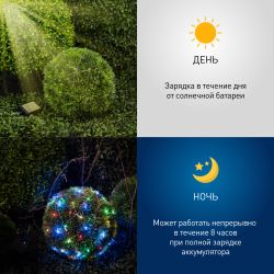 Садовая гирлянда ЭРА ERASF22-43 на солнечной батарее Нить мультиколор 100 microLED 10 м