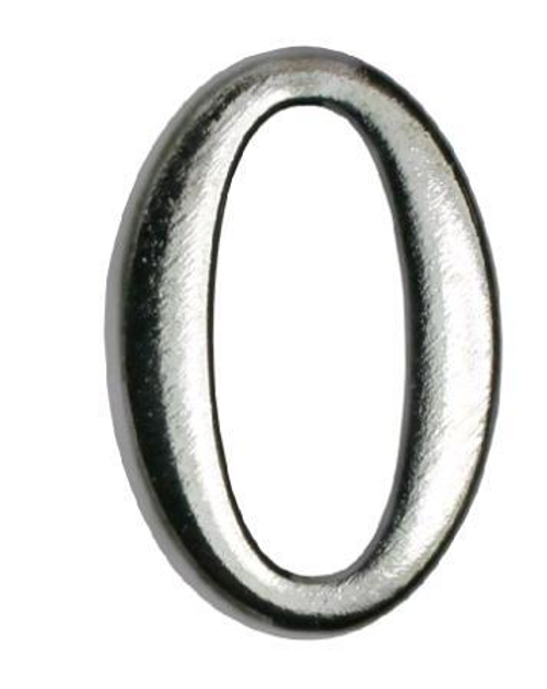 Цифра дверная АЛЛЮР ''0'' метал. на клеевой основе  ХРОМ /5057