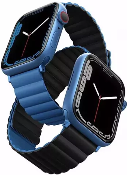 Ремешок Uniq 41/40/38мм Revix Reversible Magnetic для Apple Watch Caspian Blue/Black (Голубой/Чёрный)