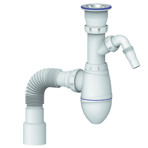 Сифон UNICORN для умывальника с прикруч. выпуском 1 1/2 (Ø40), отвод под стир. маш. A320V