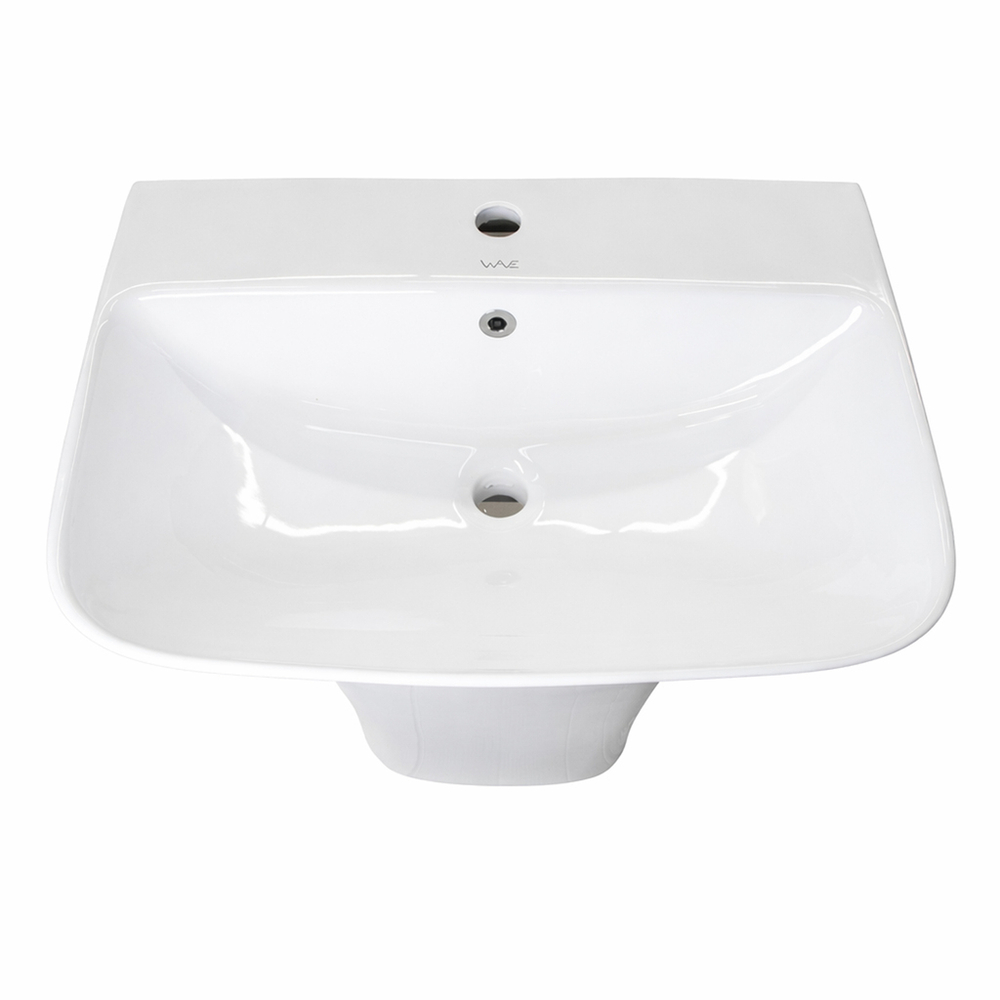 Умывальник-моноблок ELITE2 WAVE 650*450*835 ш*г*в, с хром переливом, белый, прямоуг