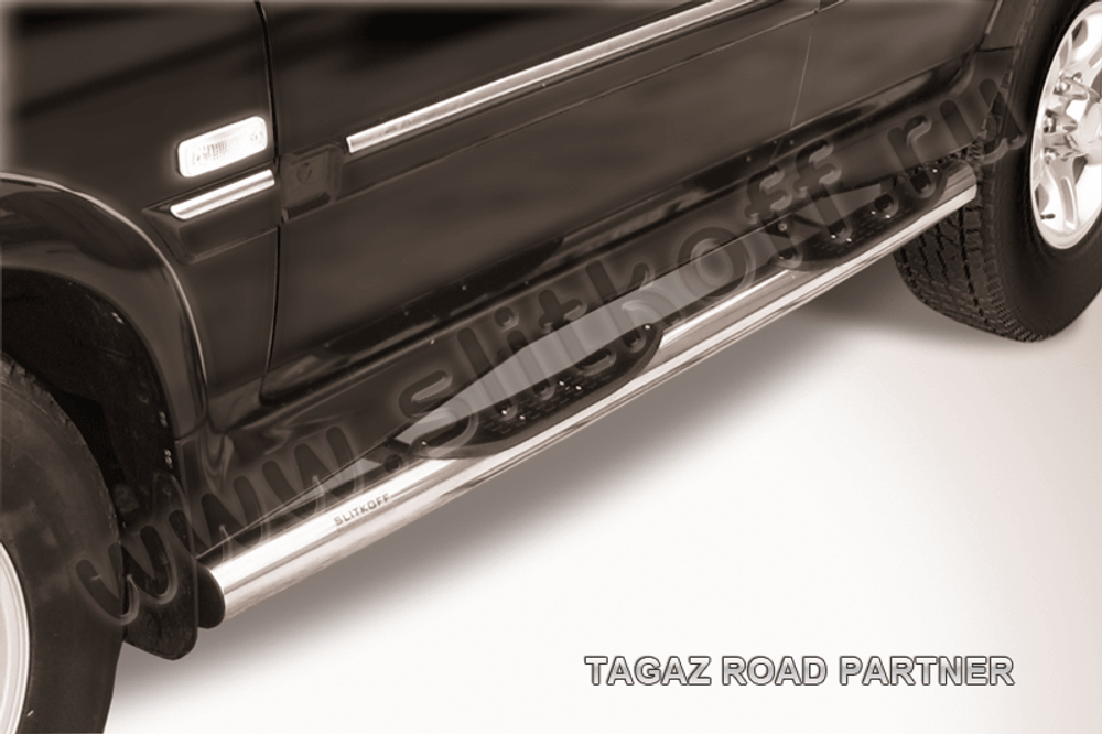 Пороги из нержавейки TAGAZ Road Partner (2008-2011) d76 с проступями