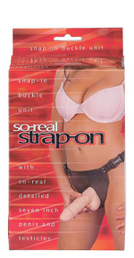Фаллопротез женский с мошонкой SO-REAL STRAP-ON - 17,8 см.