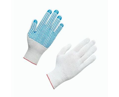 Перчатки х/б с ПВХ, 48гр, 10 класс, точка, белые, 10 пар