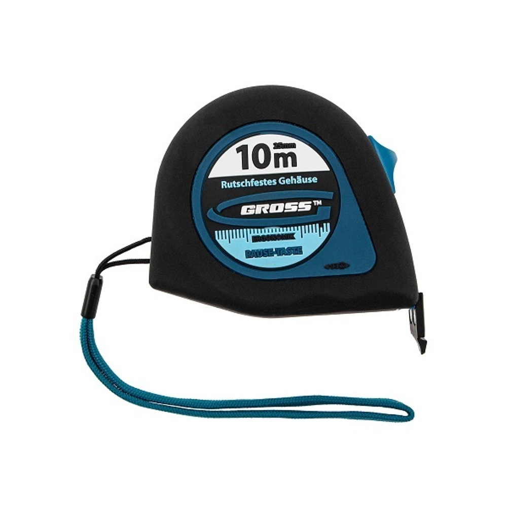 Рулетка GROSS Ergonomisch 10 м x 25 мм, магнитный обрезиненный зацеп 31105
