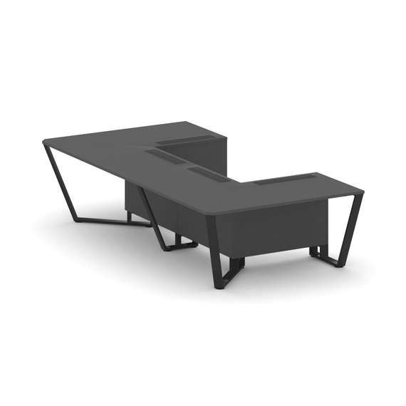 Steel Meet Стол переговорный П-образный KD-PR.B.SP-07P Антрацит/Металл Черный 1600*3200*750