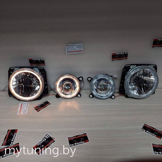 Передние фары внутренние VW Golf 1/Golf 2 angel eyes chrome