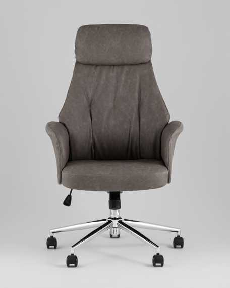 Кресло офисное TopChairs Neoma серый экокожа
