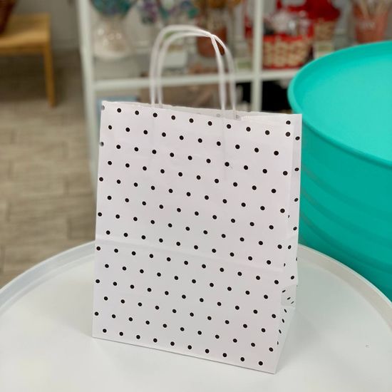 Пакет крафт, белый, «Горошек», 24 х 14 х 30 см