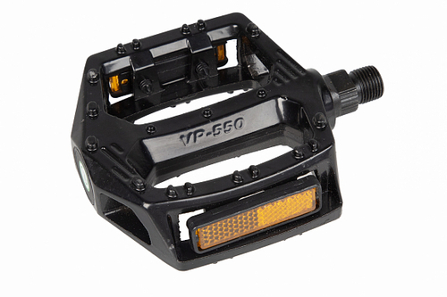 Педали MX-P550, ось 9/16" со светоотражателями, алюминиевые чёрные