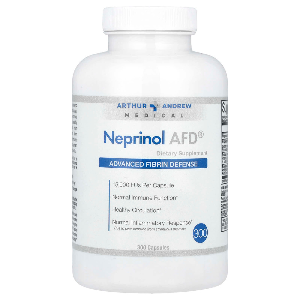 Arthur Andrew Medical, Neprinol AFD®, усовершенствованное средство для защиты организма от вредного воздействия фибрина, 300 капсул