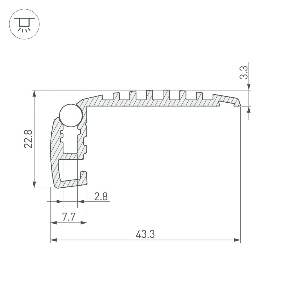 Профиль STEP-MINI-2000 ANOD (Arlight, Алюминий) 019195
