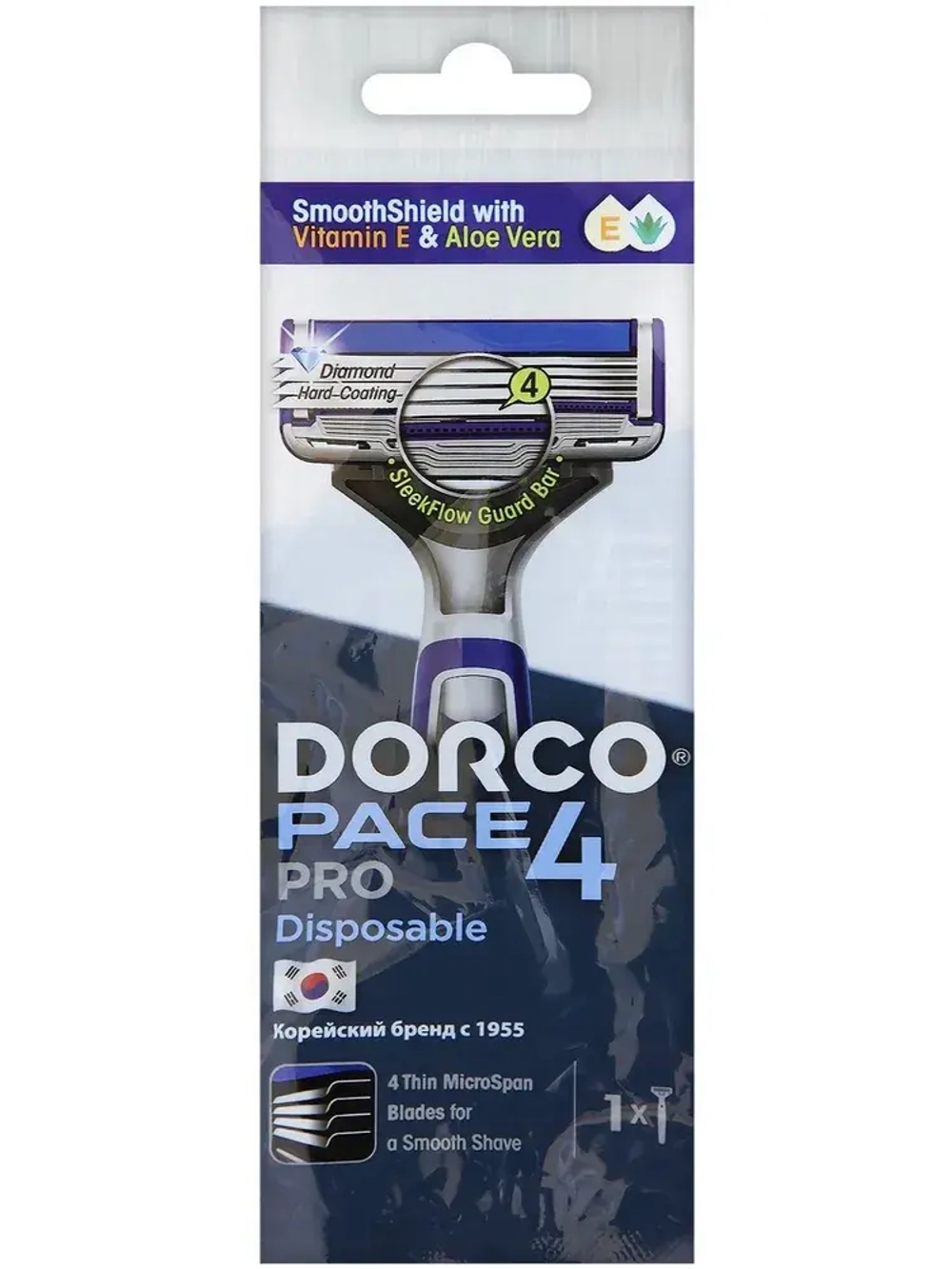 "DORCO PACE 4 PRO" Станок для бритья одноразовый (4 лезвия)