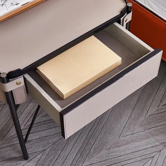 Тумба прикроватная Panzano, бежевая экокожа