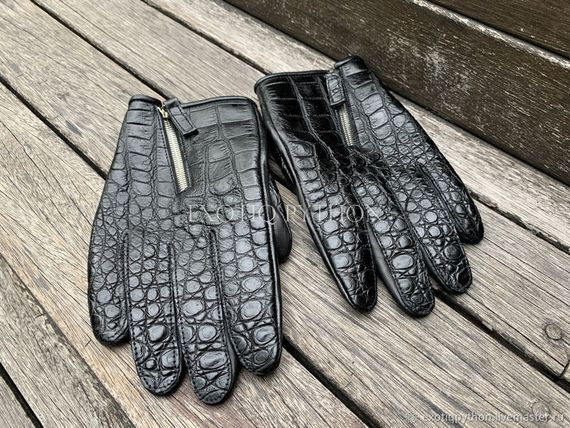 Мужские перчатки из кожи крокодила AC-87