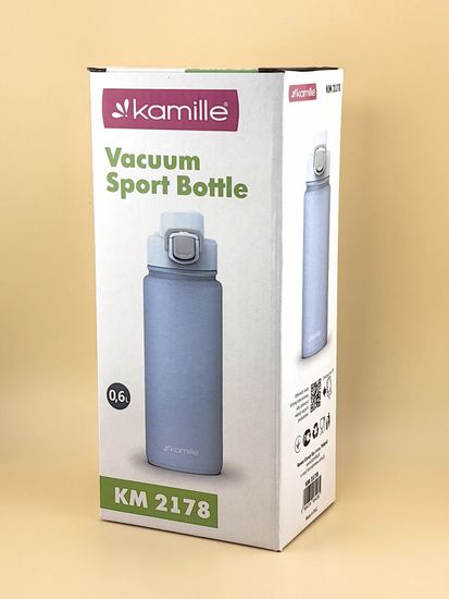 Термос-Бутылка спортивная 600 мл. Kamille KM 2178 из нержавеющей стали с замком и петлёй