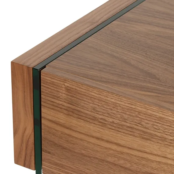 Прикроватная тумба Somerset 58x40 см, шпон ореха, стеклянные ножки