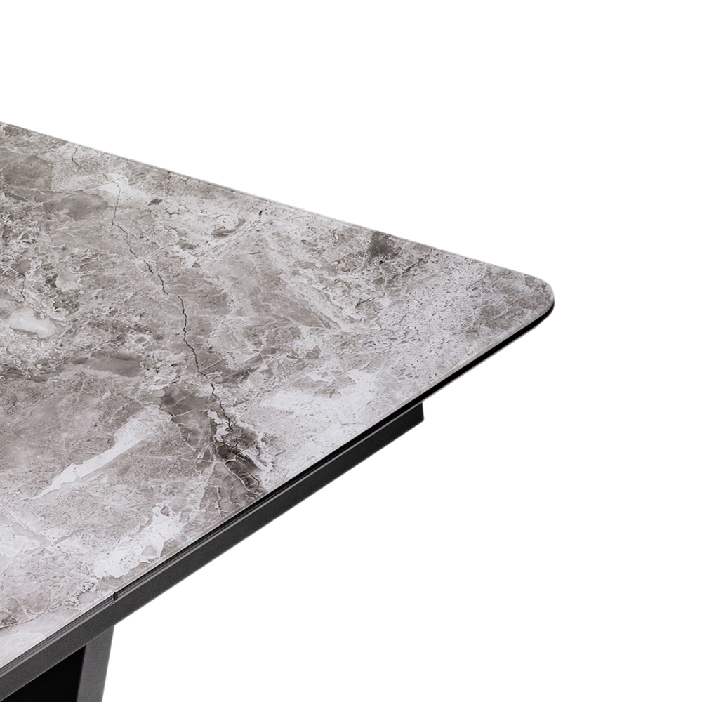 Стол стеклянный Woodville Бугун мрамор серый, черный